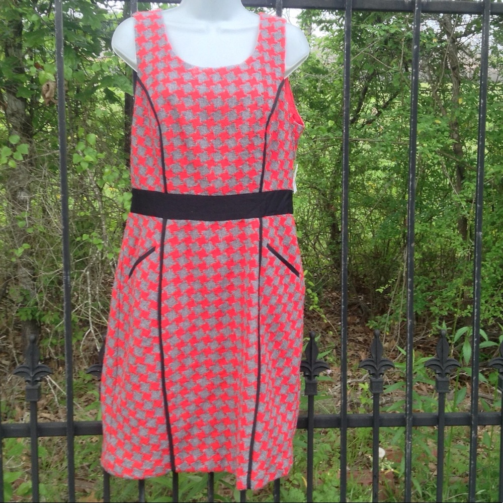 Ice  weave herringbone red grey  sheath